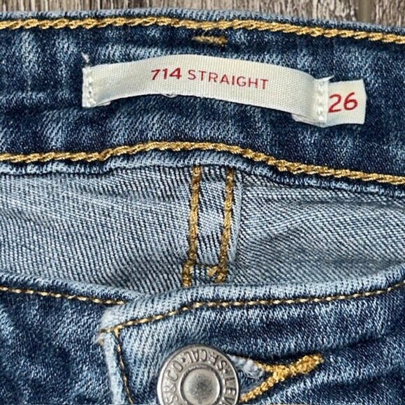 Levi's Jeans Womens 26 714 Straight Leg Denim Jeans Size W 26 L 31 - Picture 3 of 7